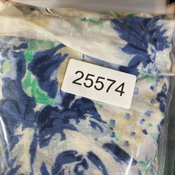 Charter Club Blouse Women M Medium White Floral V-Neck 3/4 Sleeve Linen Casual - Picture 8 of 8